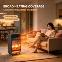 Cheminée électrique transfrontalière à chauffage rapide avec thermostat réglable, télécommande, commande vocale intelligente et humidification