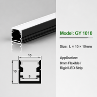 Profilé en aluminium noir pour bande LED 10x10mm, montage en surface, pour bande flexible ou rigide de 8mm, idéal pour hôtel