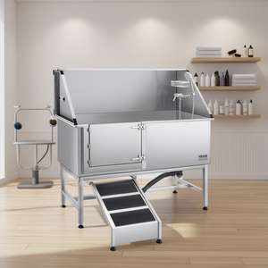 62-Inch Stainless Steel <b>Dog</b> Grooming <b>Bath</b> Tub With Ramp For Pet Cleaning And Bathing - Product Image 2