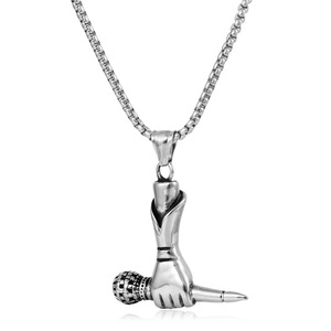 yunnique <b>Titanium</b> Steel Microphone Pendant Necklace 60cm <b>Chain</b> Gift for Men Women Rock Style Fashion Jewelry - Product Image 3