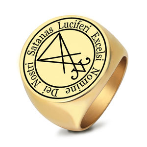 Anillo de Acero Inoxidable R201, Sello de Lucifer de la Geometría Sagrada, Llave Menor del Demonio de Salomón, Amuleto de la Cábala, Talismán, Joyería - Product Image 4