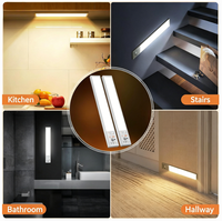 Lampu Strip LED Magnetik Ultra Tipis, Sensor Gerak PIR Pintar, Lampu Malam Kabinet Anggur yang Dapat Diisi Ulang