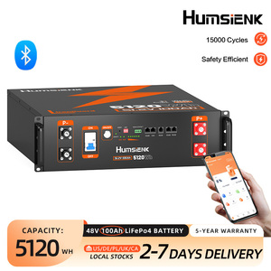 Batterie de rack de serveur LiFePO4 Humsienk 48V 100AH 100A BMS Bluetooth portable pour fourgons, camping-cars, voiturettes de golf, voitures de tourisme, énergie solaire - Product Image 1