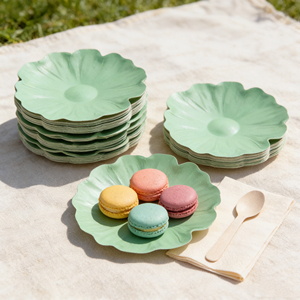 Assiettes jetables écologiques de qualité alimentaire vert gazon <span class=keywords><strong>en</strong></span> gros pour fêtes et camping - Product Image 1