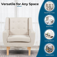 Fauteuil moderne avec cadre en bois massif fauteuil de canapé coussin doux et épais chaise de lecture grande taille chaise d'appoint simple avec pieds en bois