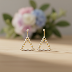 Orecchini Triangolari Eleganti Placcati Oro 18K con Cristalli e Strass, Gioielli Geometrici alla Moda per Donna, Design Trendy per Feste - Product Image 2