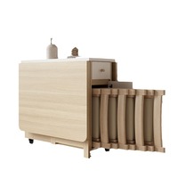 Ensemble Table et Chaises Pliantes en Bois Style Crème, Simple et Multifonctionnel, pour Usage Domestique, Repas Mobile, Conception Pliable Pratique