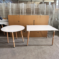 Table à manger moderne nordique en vente chaude, fourniture directe d'usine en gros, plateau en MDF, pieds en bois, matériau en marbre, salon, fêtes