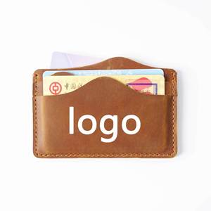 Tarjetero de Cuero Genuino Personalizado, Estilo Retro, Cartera Casual Hecha a Mano para Hombre, Cierre Abierto, Estilo Normcore/Minimalista, para Tarjetas de Visita - Product Image 1