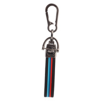 Porte-clés en silicone personnalisé avec logo disponible, porte-clés de voiture en silicone rayé 3 couleurs avec anneau en forme de D