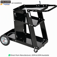 Chariot de soudage mobile avec trois étagères de rangement et chaîne latérale pour ateliers, chariot à fournitures de soudage