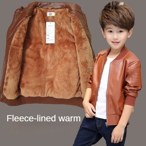 Offre Spéciale <span class=keywords><strong>Veste</strong></span> d'<span class=keywords><strong>Hiver</strong></span> en Cuir Rembourrée pour Garçons, Blouson Chaud d'Extérieur en PU Coupe-Vent et Imperméable pour Enfants - Product Image 5