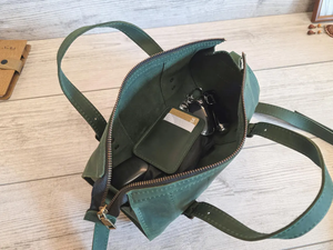 Vintage Leather Barrel Bag for Women <b>Small</b> Retro Crossbody <b>Purse</b> Handmade Shoulder Handbag Personalized Gift for Her - Product Image 3