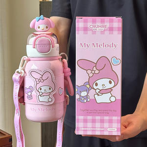 Bouteille d'eau isotherme Sanrio Kuromi pour enfants, 500 ml, avec couvercle à pression, thermos pour la rentrée scolaire - Product Image 5