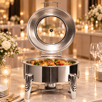 Plats de service chauffants circulaires de luxe en acier inoxydable 6L pour buffet et hôtel, chauffe-plats commerciaux à alcool