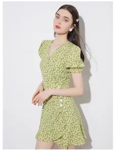 Summer Floral 2023 Elegant Floral Print Plus Size Woman Short Casual Dress