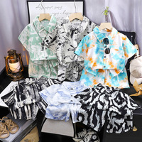 Nouveau Ensemble Décontracté Tendance Style Chinois pour Garçons, Costume à Manches Courtes et Short Respirant pour la Plage avec Motif Dessin Animé