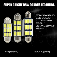 Ampoules LED Festoon Canbus LANSEKO 6418 6411 DE3425 C5W DE3423 36MM avec puces 5730 2W 250LM Blanc pour éclairage de plaque d'immatriculation et de plafonnier