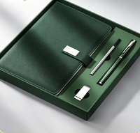 Coffret Cadeau Luxe Rechargeable : Stylo, Carnet et Journal A5 en Cuir Végan Bleu Magnétique pour Affaires