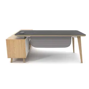 Moderne hölzerne L-Form Set Manger Ceo Boss Tisch Büromöbel Executive Office Desk Luxus