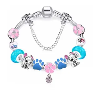 Latest lilo stich bracelet charms paw print daisy flower bracelet