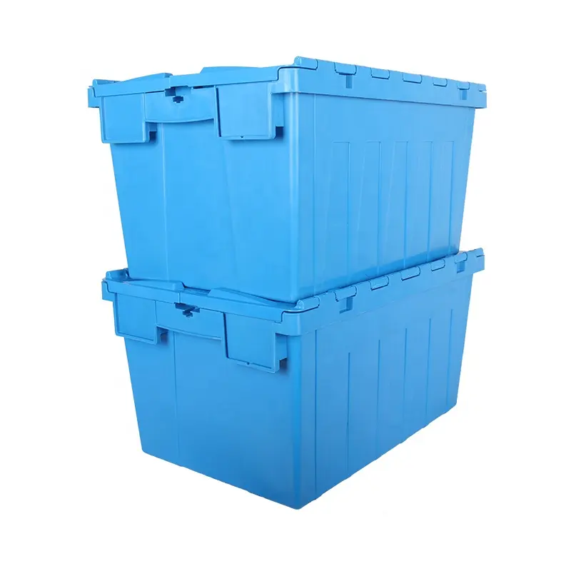 Gran distribución logística apilable caja de plástico contenedores de almacenamiento cajas para mover