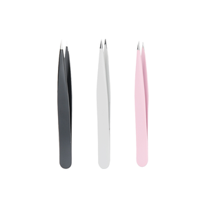 Classic Stainless Steel Eyebrow Tweezers 4 Styles Slanted Pointed <b>Black</b> Brow Tool - Product Image 1