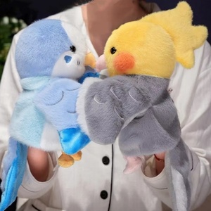 Marionnette à main en peluche <span class=keywords><strong>Perroquet</strong></span> de dessin animé, petite poupée oiseau, marionnette interactive parent-enfant, cadeau de festival - Product Image 2