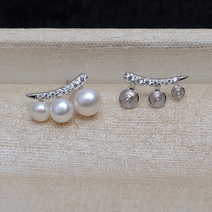 Boucles d'oreilles en argent plaqué platine S925 de style coréen pour femmes, en forme de S, avec 6 à 7 perles pendantes, 1025 - Product Image 2