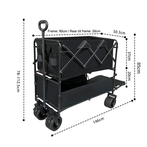 Carrito de Camping Plegable de Dos Niveles, Resistente, con Capacidad para 250 kg, Todoterreno, con Ruedas Anchas - Product Image 2