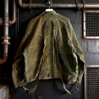 Veste de travail en toile de denim sergé à design personnalisé, lavage délavé, fermeture éclair, crochet de pont, patchwork vintage, camionneur, pompier