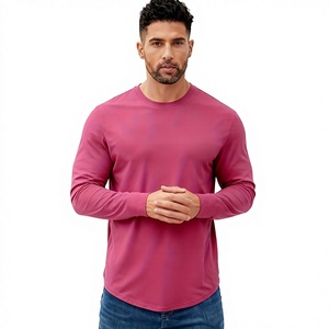 Camiseta Casual de Punto para Hombre, Cuello Redondo, Manga Corta, Color Sólido, Poliéster/Algodón, Antiencogimiento, Secado Rápido, Otoño Invierno - Product Image 3