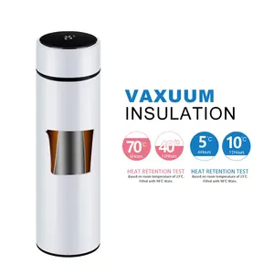 Custom Logo 500ml Stainless Steel Intelligent Insulated Thermos Sublimation Temperature Display Digital Smart Water Bottle