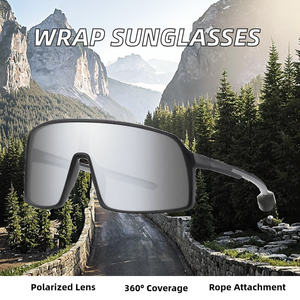 Lunettes de soleil de sport d'extérieur à monture PC avec verres polarisés et miroir, protection intégrale, pour cyclisme, avec cordon, pour hommes et femmes - Product Image 2