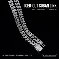 Chaîne cubaine personnalisée 5A CZ Iced Out en laiton écologique, bijoux hip-hop, fabricant en gros