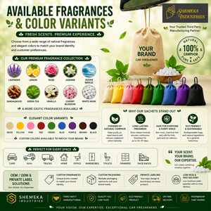 Parfum de voiture personnalisé, désodorisant, usine OEM, sac en jute bio, produit de parfum pour véhicule écologique, emballage à marque privée - Product Image 5