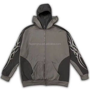 ชุดวอร์มสไตล์สตรีทแวร์เสื้อฮู้ดแบบสวมหัวมีฮู้ดผ้าฝ้าย100% ลายพิมพ์ DTG ตามสั่งปักโลโก้ Y2K สีฮิปฮอป - Product Image 2