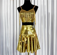 Costume de danse latine personnalisé pour filles, en or, avec franges et paillettes, robe de danse de salon pour adultes, ensemble de tenue de performance latine