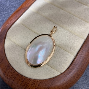 Pendentif en argent pur avec perle Mabe, ovale 25x35mm, collier plaqué or pour femme - Product Image 3