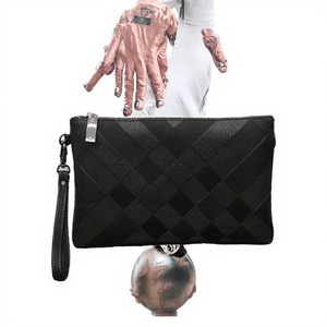 กระเป๋าคลัทช์หนัง PU สำหรับผู้ชาย พร้อมหูหิ้ว วัสดุวีแกนสุดหรู ขนาดเล็ก โลโก้สั่งทำได้ ปิดด้วยซิป พกพาสะดวก กระเป๋าถือแฟชั่น - Product Image 2