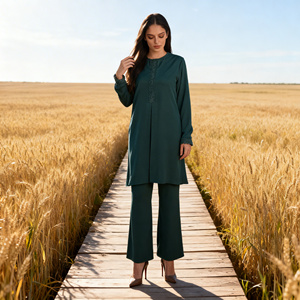 Abaya élégante en polyester imprimé de qualité supérieure, sur mesure pour femmes musulmanes, robe stylée, vente en gros OEM - Product Image 2