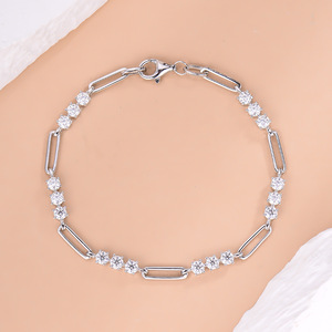 กำไลข้อมือเทนนิส VVS moissanites ขนาด4มม. สีเงินสเตอร์ลิง3มม. กำไลฮิปฮอปสไตล์คลาสสิกสำหรับชาวคริสต์ - Product Image 2