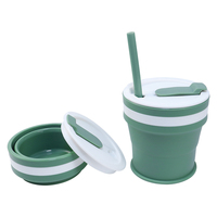 BPA-vrije, food grade, 6oz (350ml) draagbare siliconen drinkbekers, op maat gemaakte vorm, herbruikbare opvouwbare siliconen bekers, opvouwbare siliconen beker