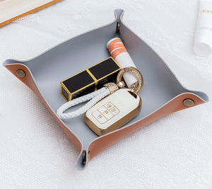 Plateau de rangement pliable en cuir, design personnalisable pour table, bureau, rangement de clés, monnaie, cosmétiques, bijoux - Portable, facile à nettoyer - Product Image 5