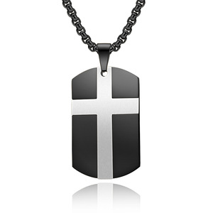 Collier avec pendentif croix militaire en acier inoxydable, bijoux unisexes, accessoire de mode - Product Image 1