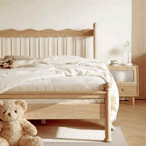 Cama de Madera Maciza de Estilo Nórdico Moderno, Tamaño Queen y King, con Estructura de Madera de Fresno, Cómoda y Suave, para Dormitorio, Hogar y Apartamento - Product Image 5