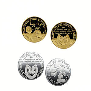 <span class=keywords><strong>Moneda</strong></span> de Doble Cara con Trébol de Cuatro Hojas Ruso de la Suerte, Signo de <span class=keywords><strong>Dólar</strong></span> y Signo de Libra, que Simboliza Buena Suerte y Fortuna Financiera - Product Image 1