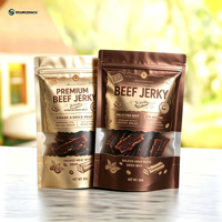 Bâtonnets de bœuf séché faible en gras, collations saines de viande séchée, emballage personnalisé pour bâtonnets de bœuf séché, sachet refermable pour collations de viande séchée moelleuse
