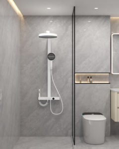 DEGONG <span class=keywords><strong>Set</strong></span> Doccia a Parete <span class=keywords><strong>in</strong></span> Alluminio con Valvola <span class=keywords><strong>in</strong></span> Ceramica, Miscelatore Termostatico ad Alto Flusso e Finitura Lucida a Tasti Pianoforte - Product Image 1