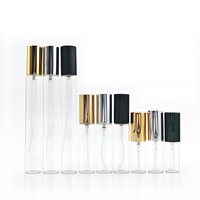 Flacon de parfum cylindrique rond en verre fin 10 ml, format voyage, tube transparent avec vaporisateur pompe, sérigraphie pour sérum de soin de la peau